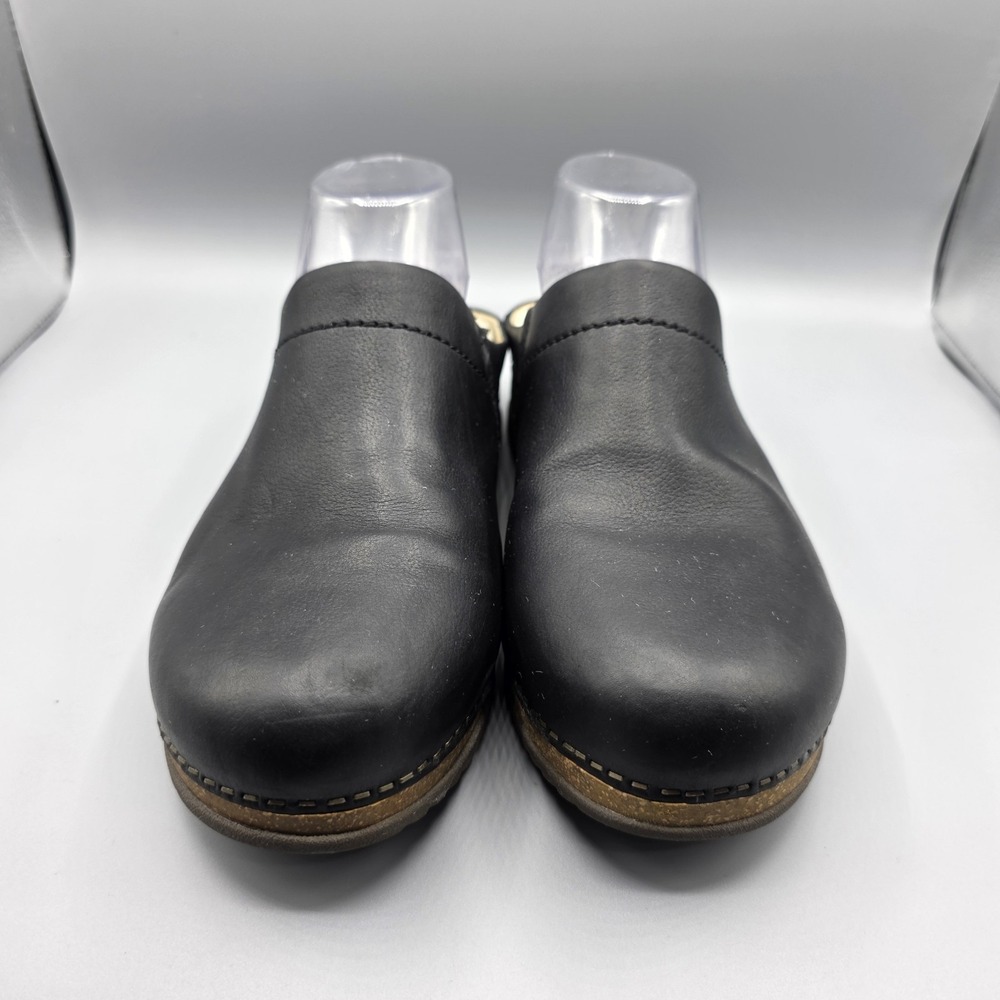 Dansko Mariella‎ Clogs Womens 41 Black Leather Mules Slip On Comfort Shoes Cork - Picture 3 of 14
